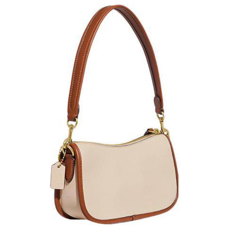 New COACH Disney, Collaboration Swinger Glove Tanned Leather Handbag, Shoulder Bag Women's Khaki C8621-B4RHR