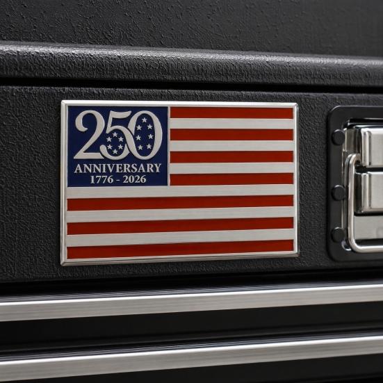 250th Anniversary Flag Metal Emblem Patriotic Red Blue White Auto Badge 1776-2026 America