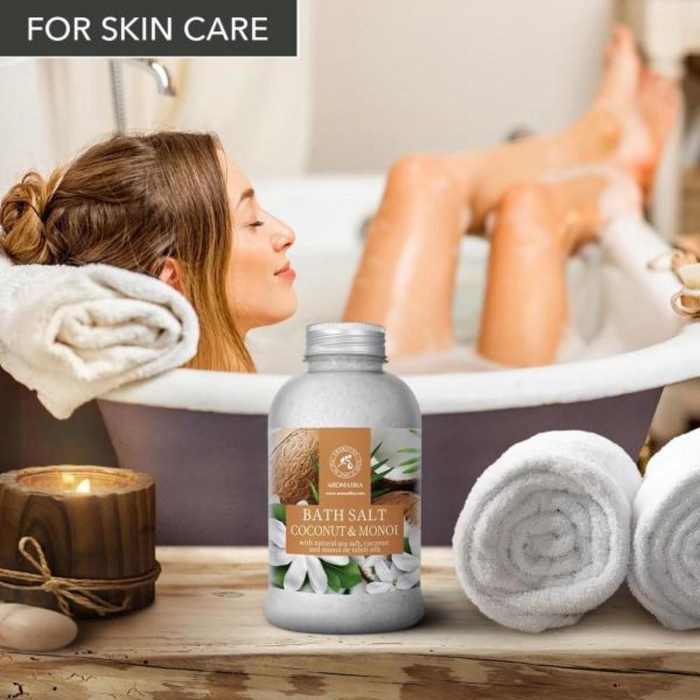 Bath Salt Coconut Monoi 600g Natural Pure Sea with Tahiti and Oils Aromatherapy Body Care Relaxation