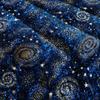 Starry Sky Comforter Set - Soft Blue Interstellar Printed Quilted Bedding with 1 Comforter and 2 Pillow Cases, Golden Stars Patt