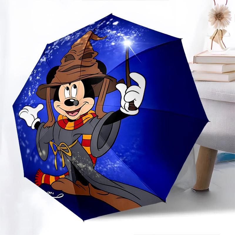 Sorcerer Mickey, Magical Moment Themed Automatic Opening and Closing Umbrella, Brightly Colored 8-rib Portable Umbrella, Suitable for Men an
