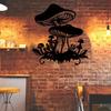 1pc Art Deco Metal Mushroom Wall Sculpture Decorative Iron Garden Patio Artwork for Indoor Home Living Room Balcony Fence Decor