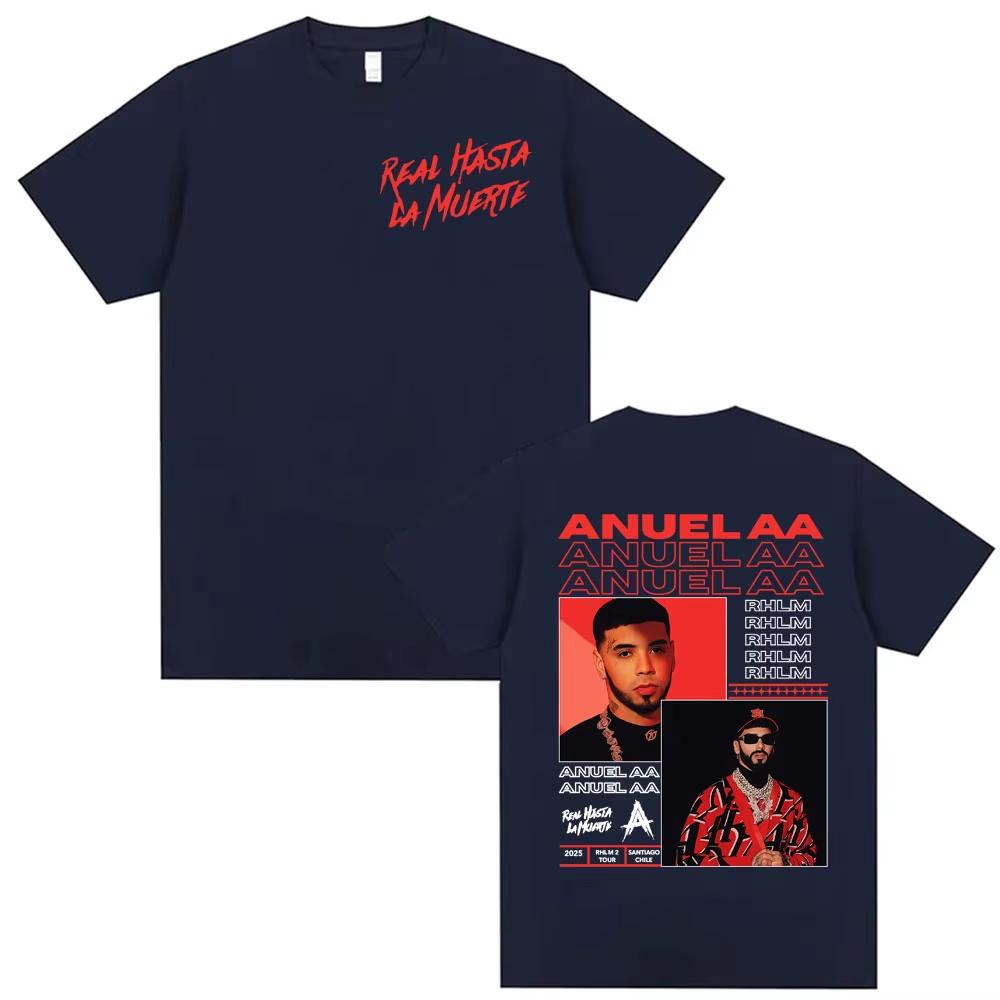 

Anuel AA Rhlm 2 Real Hasta La Muerte 2025 Tour Male T Shirt Vintage Classic Short Sleeve T-shirt Men Women Cotton Loose T Shirts 4XL