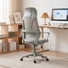 Office Chair, Desk Chair with Rocking Function, Height-Adjustable with Headrest, Lumbar Support, Grey