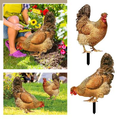 Realistic Chicken Statues,Acrylic Rooster Animals Stakes,Animals Sculptures Decor,Chicken Ornaments Yard Art Decor For Backyard Patio