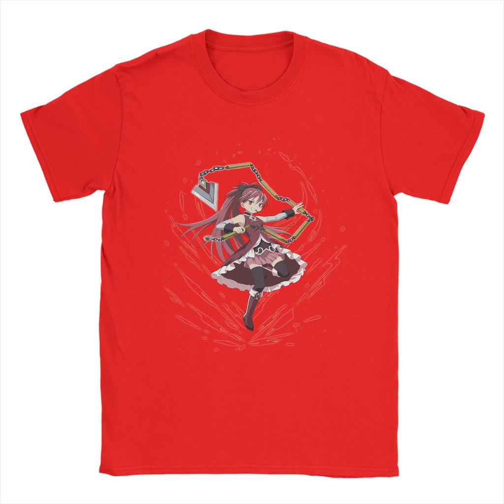 Mahou Shoujo Kyoko Sakura Unisexs T Shirts Madoka Magica Anime Tee Shirt Short Sleeve Crewneck TShirts Pure Cotton Clothing