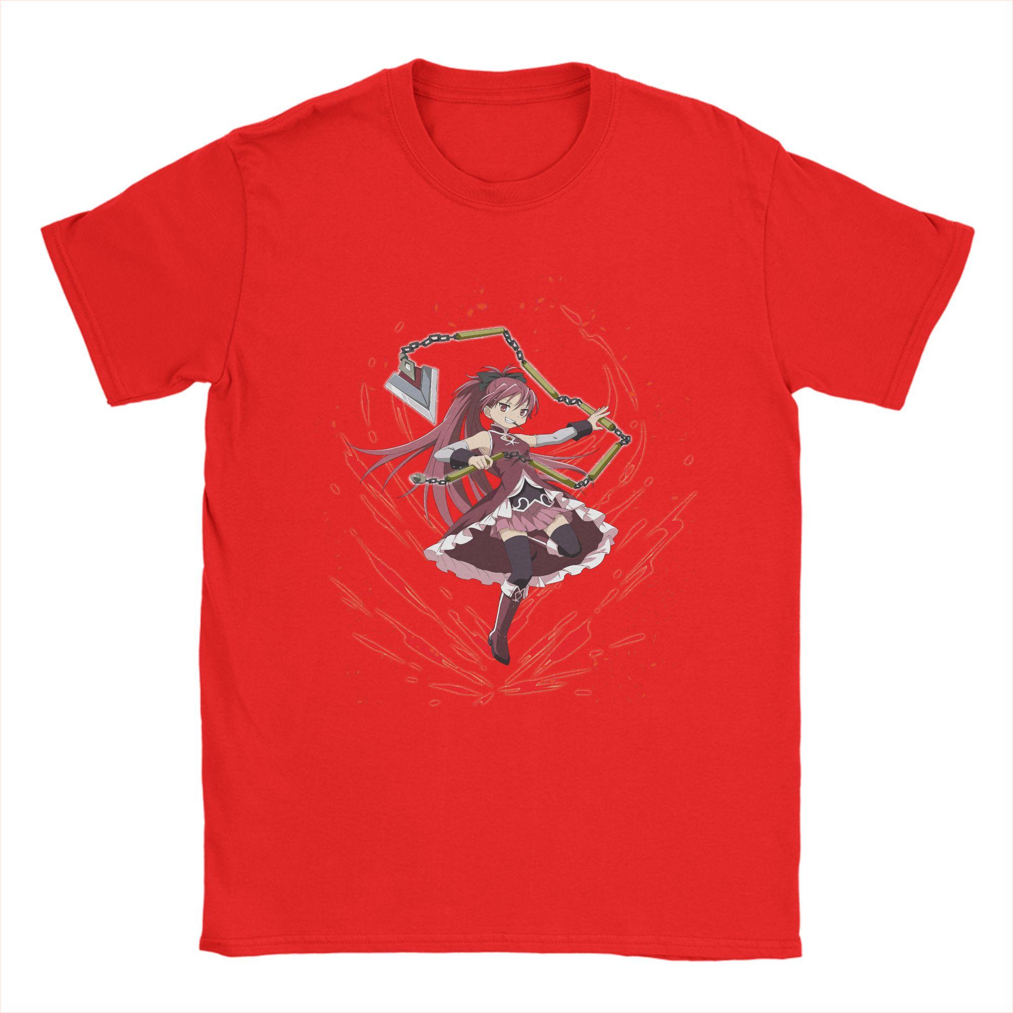 

Mahou Shoujo Kyoko Sakura Unisexs T Shirts Madoka Magica Anime Tee Shirt Short Sleeve Crewneck TShirts Pure Cotton Clothing L