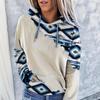 Casual Ethnic Style Printed Hoodies For Autumn Winter Women Clothing Loose Hood Long Sleeve Pockets Streetwear Sweatshirts