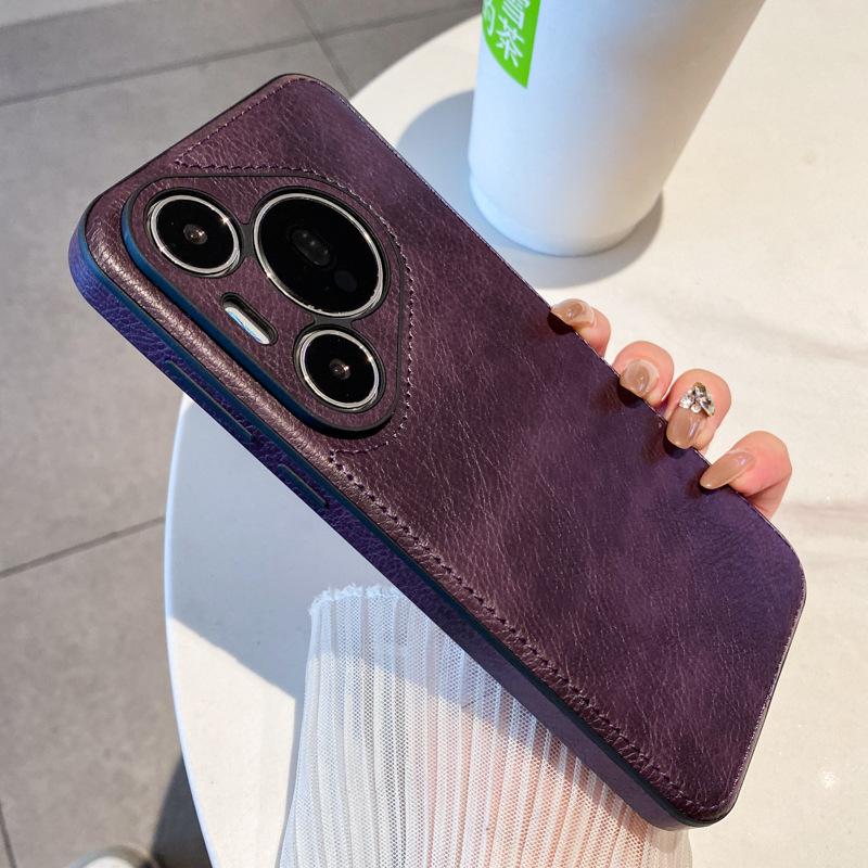 Retro Style Leather Pattern Suitable for Huawei Pura70pro Mobile Phone Case P70 Ultra Leather P70 New Model Full Inclusive Anti Fall