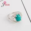 Genuine 925 Sterling Silver Noble Dark Green Fire Opal Inlaid Rings For Women Girls Wedding Vintage Accessory est Quality