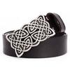 Fashion Women Belt Retro Celtic Knot Design Metal Pin Buckle Genuine Cowskin Leather Waistband Decorative Lady Gifts
