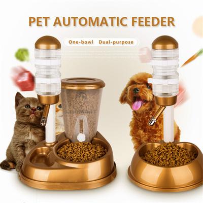 Comedero automático de doble uso para mascotas, gatos y perros con fuente de agua, cubo de comida de gran capacidad y dispensador de botella de agua para perros y gatos