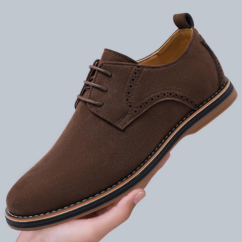 Men Brogue Casual Dress Shoes Soft Faux Leather Upper Non Slip Rubber Sole Business Walking Shoes Large Size Daily Office