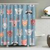 Animal Print Shower Curtain Fabric Decorative Home Bathroom Waterproof Liner Set For Kids Bathrooms Blue Color With Multiple Ani