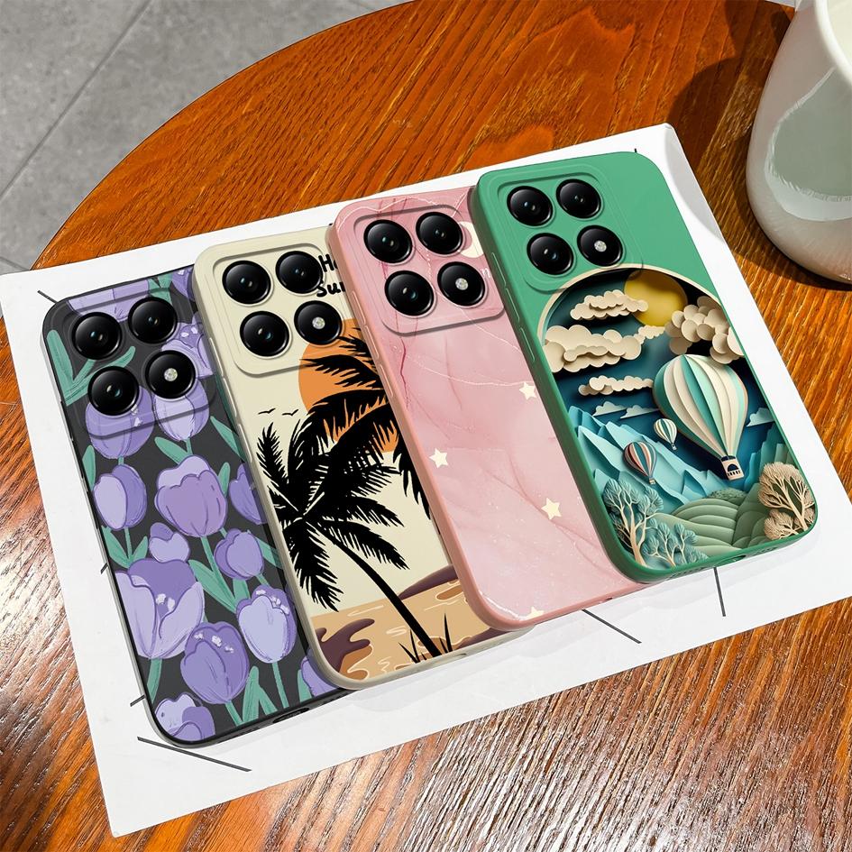 Weiche neue Hüllen für Xiaomi 14T 15 Pro Capa Hübsche Wolkenblumen Stilvoller Schutz aus flüssigem Silikon Langlebiger Anti-Tropfen für Xiaomi Shell Back Covers
