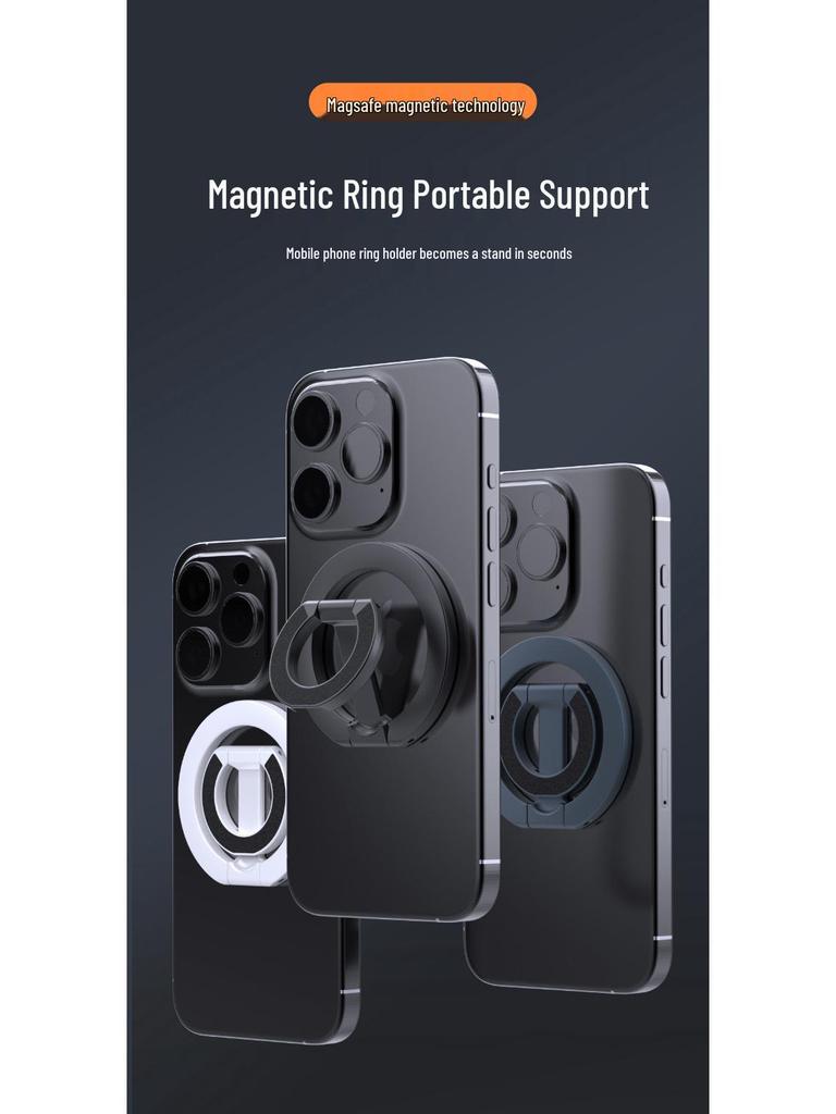 Duální magnetický držák na telefon: Stolní a do auta, Skládací kovový design pro živé vysílání, Samospoušť a 360° rotace.