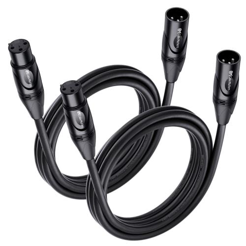 Cable Matters 2-Pack 1.8m XLR Cable, Male To Female 3-Pin Microphone Cable, Black, for Recording, Live Performance, and Streaming