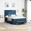 Box Spring Bed with Headboard Blue 190 x 140 cm Fabric