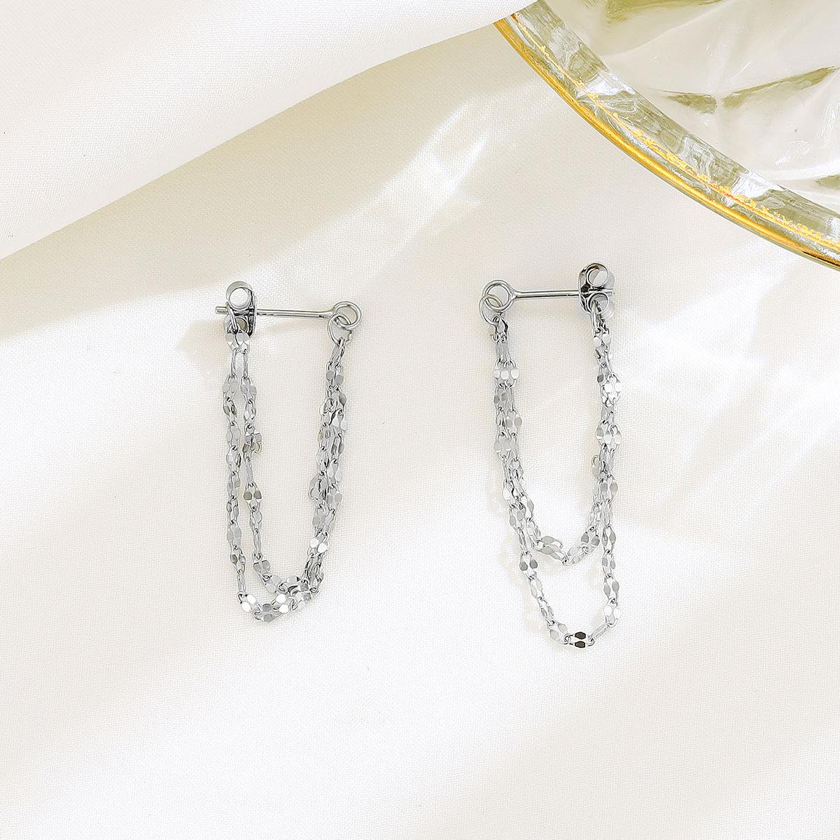 Дизайнерские медные серьги с двухслойными цепочками-кисточками спереди и сзади, изысканные серьги и динамичные серьги