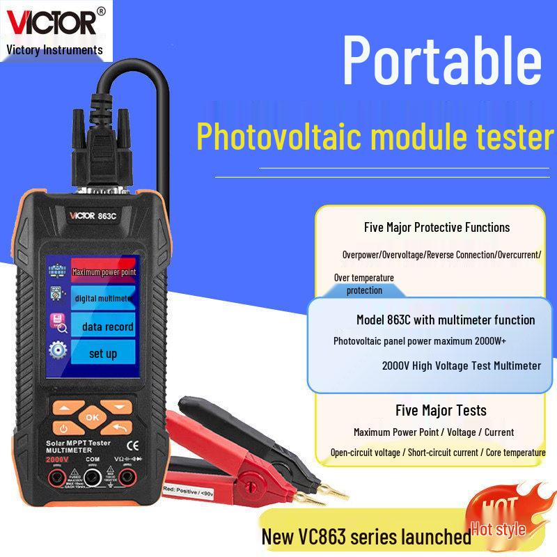 

Shengli VC863 High-Precision 2000W Solar Panel Power Tester VC863