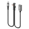 Right Angle Type C Splitter Charging Cable 25cm Double USB Port 66W Fast Charge Nylon Braided Cord For Phone Laptop Accessories