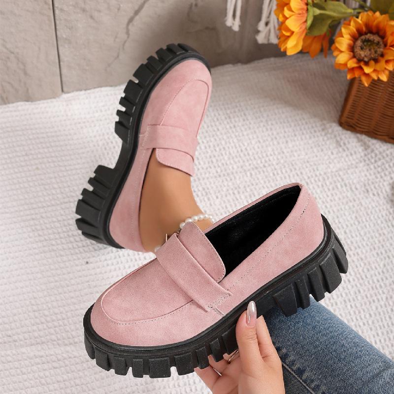 

Внешняя торговля большой размер платформа одинарная обувь женская весна и осень новая низкий верх повседневная удобная ленивая лоферы на одном педале 41 розовый