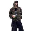 Unisex Trendy Punk Camouflage Embroidered Hooded Sweatshirt for Autumn/Winter - Cool Loose-Fit Versatile Jacket.