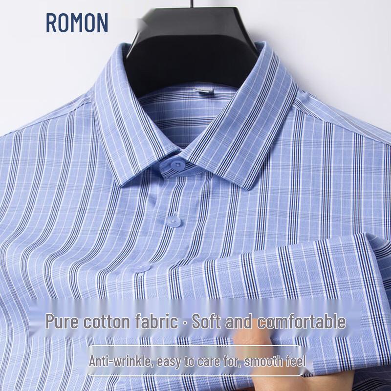 Romon Men s Plaid Short Sleeve Non-Iron Cotton Shirt 41