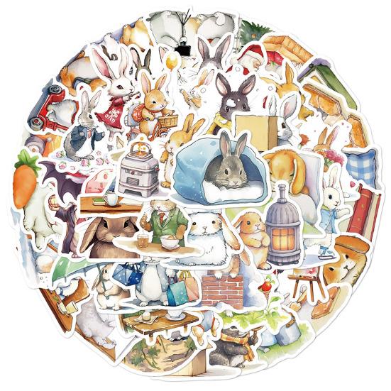 

50 шт./компл., наклейка с мультяшным кроликом, самоклеящаяся, водонепроницаемая, из ПВХ, чехол для телефона «сделай сам», чашка для багажа, скейтборда, ноутбука, альбом для скрапбукинга, набор наклеек с граффити 1 Set