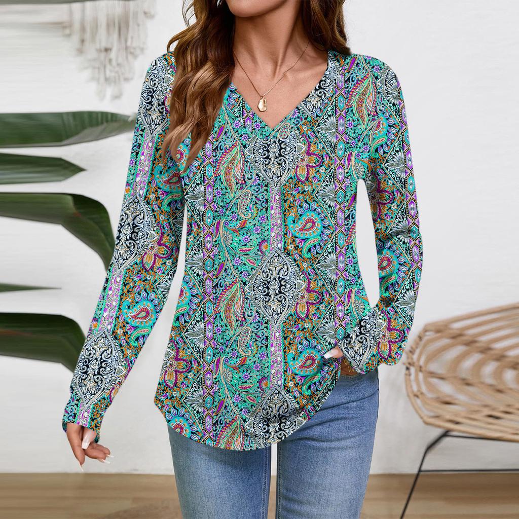 Women Long Sleeve Tops Dressy Casual V Neck Tshirts Basics Tee Vacation Fall Fashion Clothes