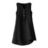 Women's Summer Casual V-neck Button Color Sleeveless Long Dress With Pockets