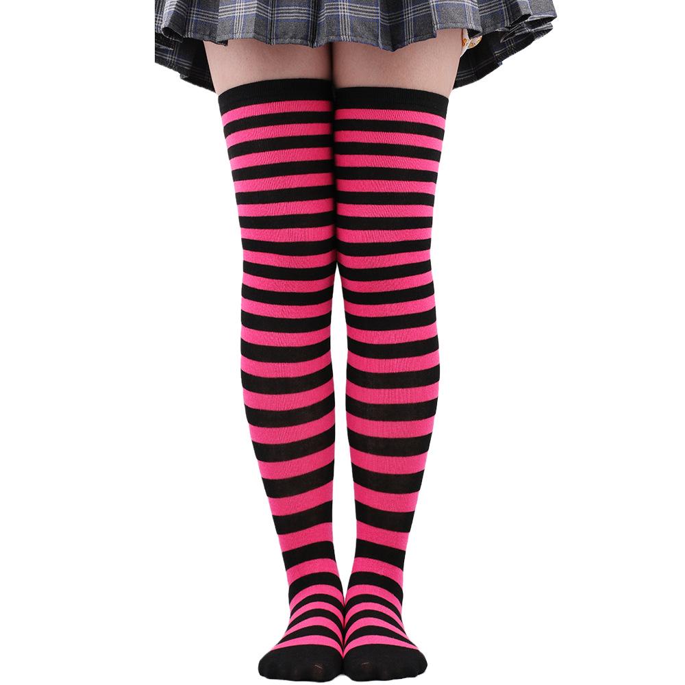 Women's Zebra Striped Thigh-High Socks: Japanese & Korean Style Over-the-Knee Halloween Cosplay Performance.