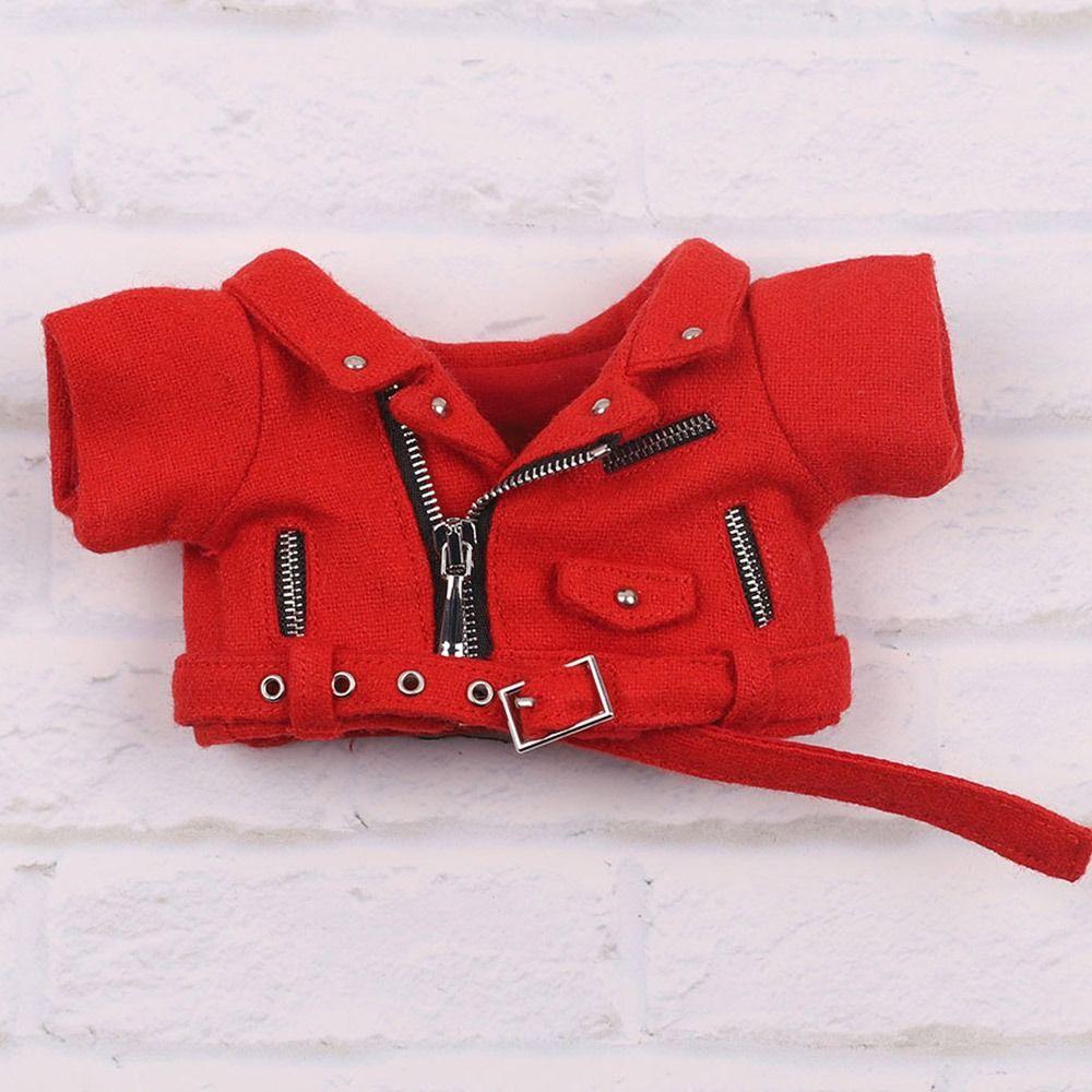 Kids Toy For 20cm Doll Outfits Handmade Jacket PU Leather Tops Doll Clothes Winter Top Coats