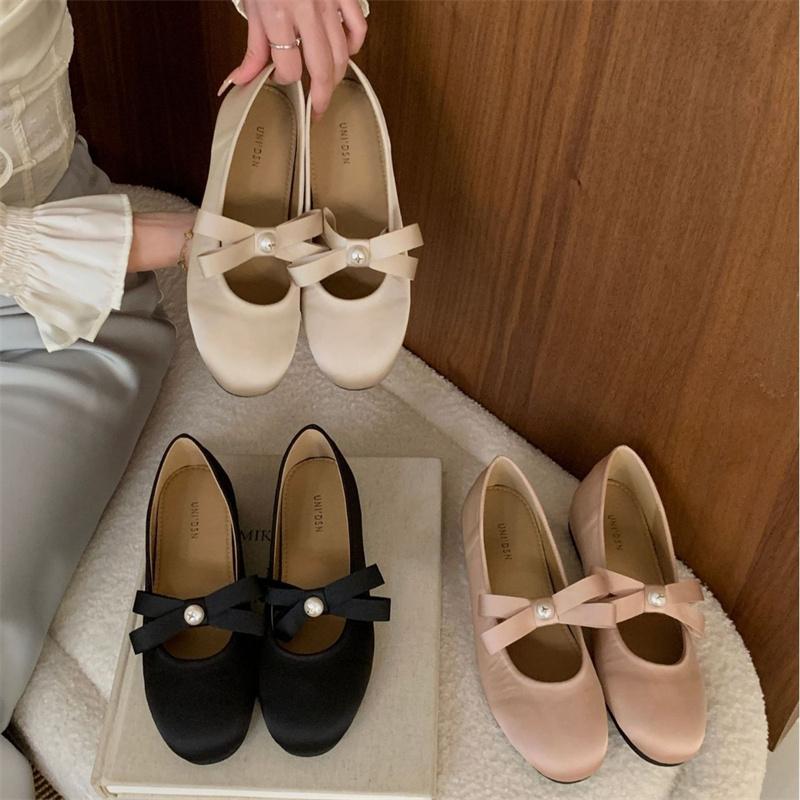 Fashion IPPEUM Ballet Flats Satin Pink Round Toe Mary Janes Shoes Ballerinas Zapatos Mujer