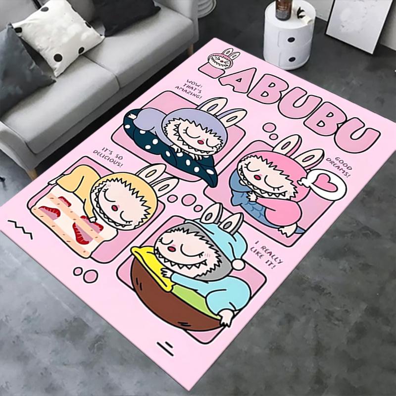 1pc Bunny, LABUBU, Food Office Carpet Soft Polyester Entrance Carpet Washable Non-slip Machine Washable Indoor Carpet Table Entrance Home De
