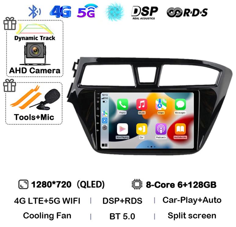 Android 14 Carplay Auto WIFI+4G For Hyundai I20 LHD 2015 2016 2017 2018 Car Radio Car Multimedia Player Stereo GPS NO 2 Din DVD
