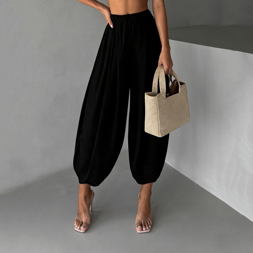Pantaloni Harem Largi pentru Femei Pantaloni Balloon Ușori Aerisiți Talie Elastică Casual Confortabili cu Picior Lat pentru Purtare Zilnică