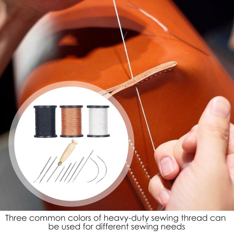 Leather Stitching Kit Heavy Duty Sewing Kit Leatherworking Tool Set Sewing Thread Needle Awl For Leather Carpet Sofa Seat Sewing