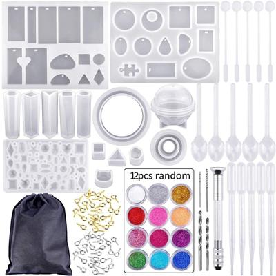 94pcs Resin Casting Molds and Tools Set DIYs Silicone Epoxy Resin Mold Necklace Jewelry Making Craft Mould for Enthusiast