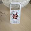 Süßes Mädchen mit großen Augen Sternenmuster Handyhülle mit Ständer für iPhone 15 16 17 Pro Max Kawaii Stoßfeste Schutzhülle