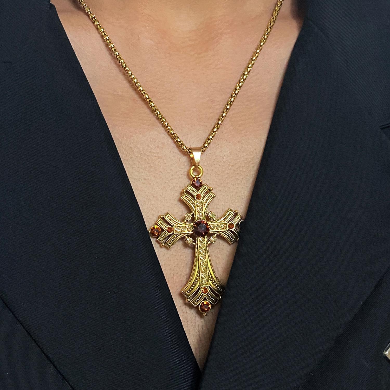 

Женское геометрическое ожерелье-чокер с крестом в виде ромба - Европейский и американский панк хип-хоп стиль