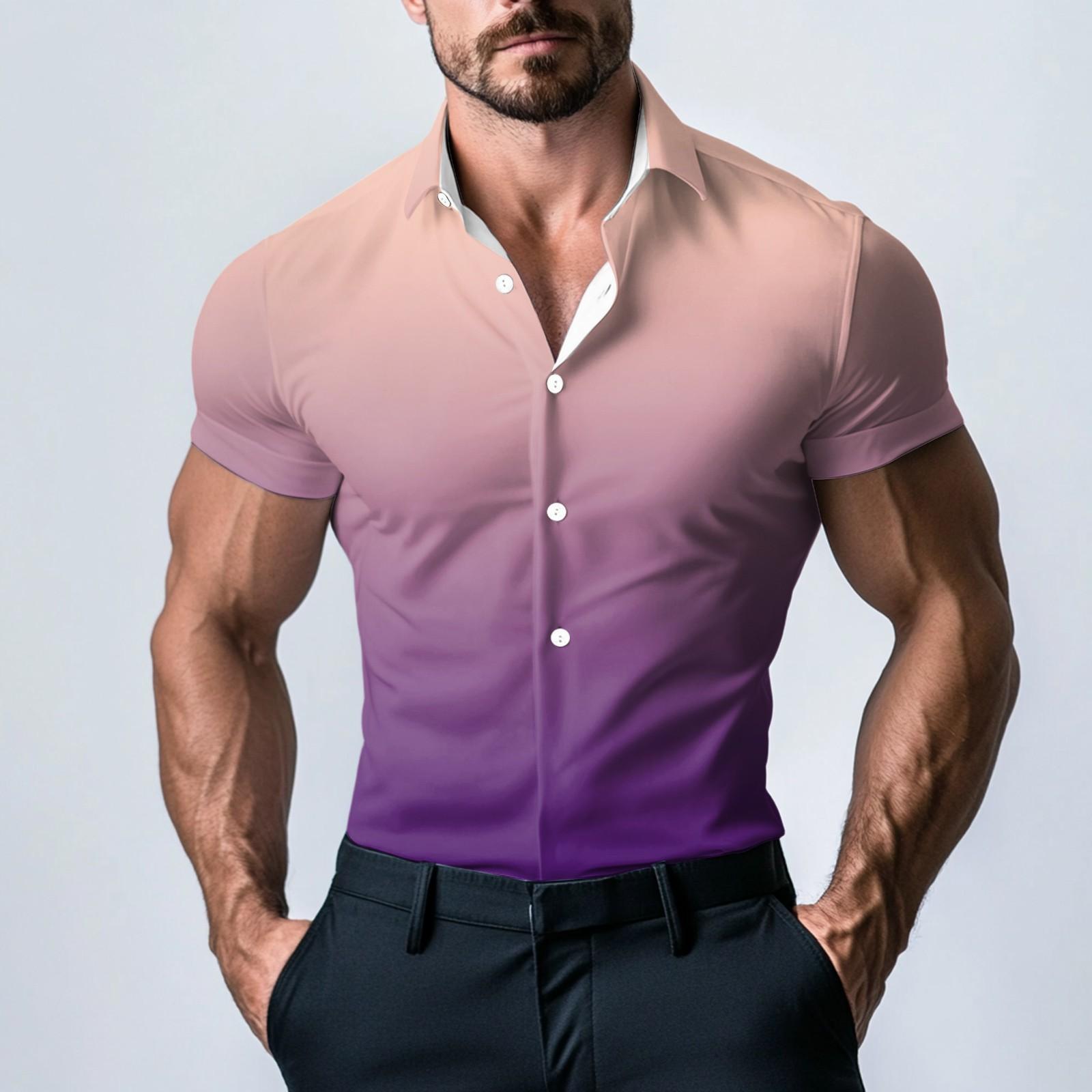 

Мужская модная атласная рубашка с коротким рукавом с принтом XL фиолетовый