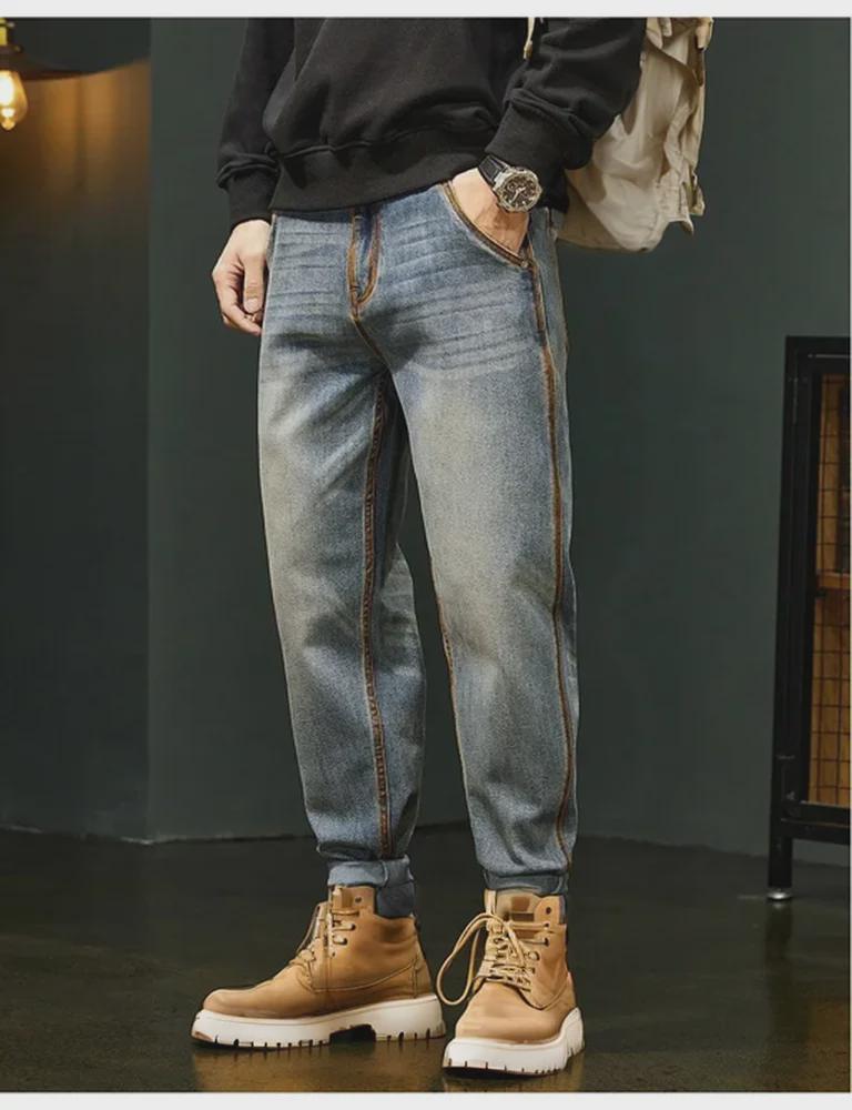 Jean fuselé à jambe droite pour homme: Pantalon décontracté tendance, ample et polyvalent pour l'automne/hiver.