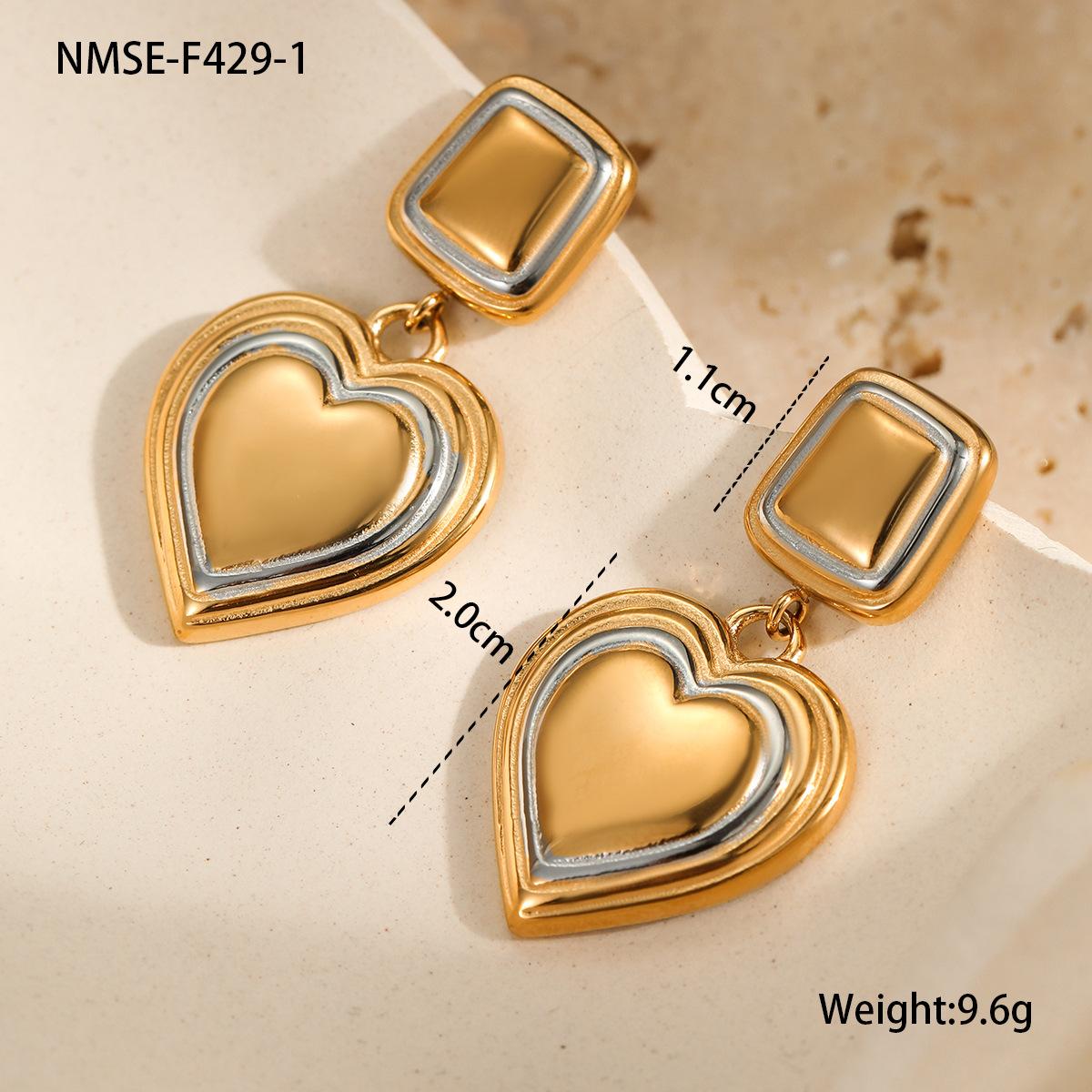 GEMCHIC Women s Two-Tone Gold & Silver Heart Drop Earrings, 18K Plated Stainless Steel Geometric Fashion Jewelry 18K