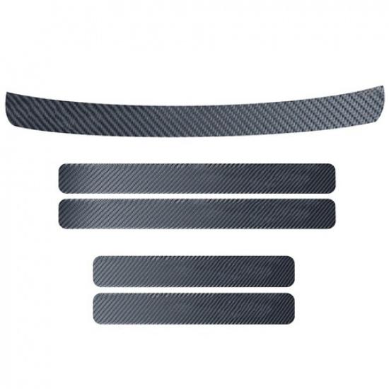 Car Door Plate Sill Scuff Cover Anti Scratch Kick Sticker Protector Carbon Fiber