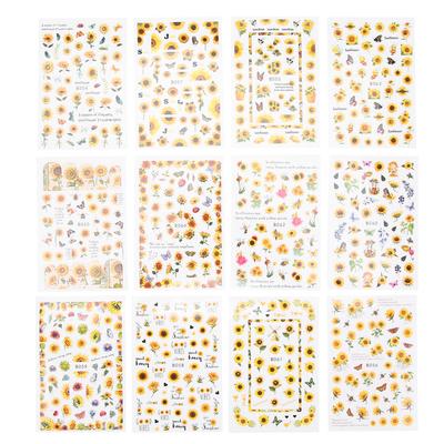 12pcs  Set Sunflower Nail Art Stickers DIY Nail Art Manicure Decoration Stickers Supplies