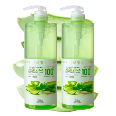 Lala Polly Aloe Vera 100 % beruhigendes Gel mit großem Fassungsvermögen, 1000 ml, Pumpe Typ 1+1, 1000 ml + 1000 ml, 2 Einheiten