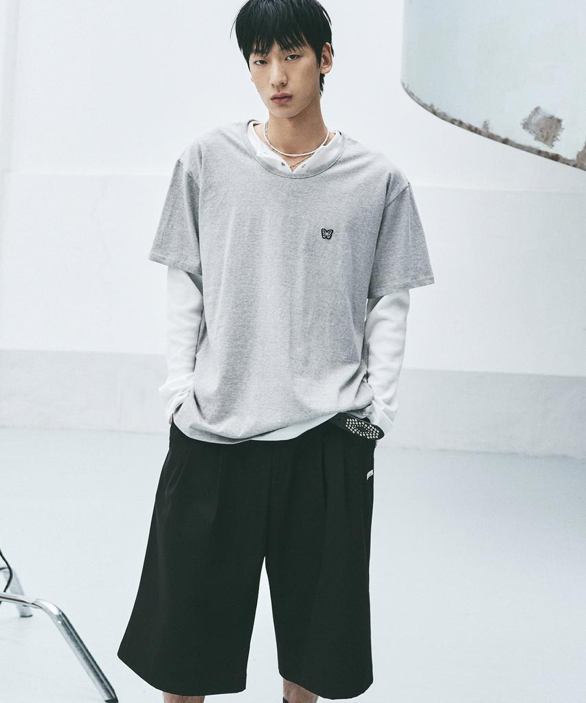 Nigaennikol Wide Two-Tuck Bermuda Pants_Black