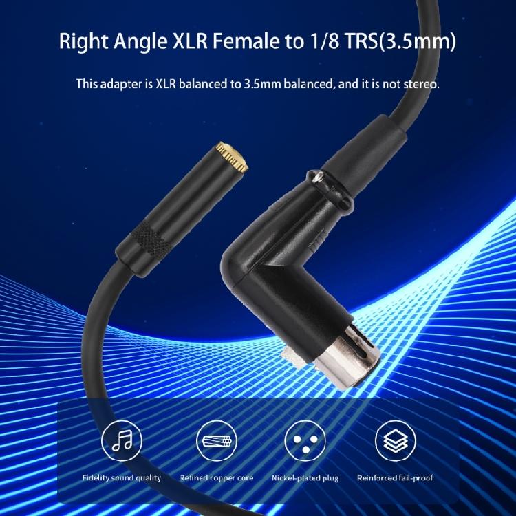 90 Degree Right Angle 3Pin Female To 3.5mm Female Balanced Signal Interconnection Cable Replacement For Camera Microphones