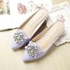 Baotou Slippers Women Summer Outside Flat Bottomed Slippers for Women Plus Size Fashion Rhinestone Pointed Sandals Womens Shoes